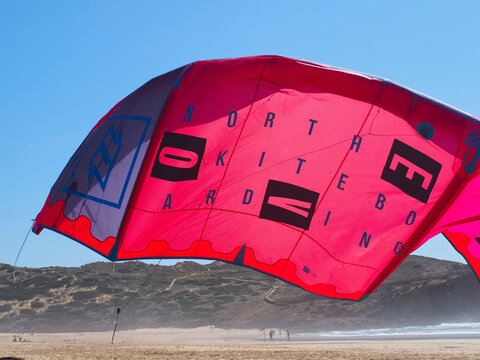 Noth kiteboarding kite surfing umbrella with beach background