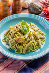 ベーコンとたっぷりきのこのバジルクリーム