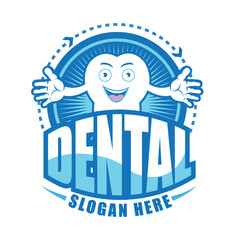 Cartoon Smiling tooth symbol.It's Happy smile concept.