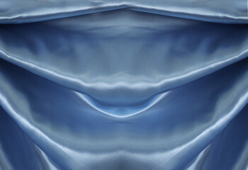 blue wave curtain and soft shadows. Beautiful rippled textile fabric. Luxurious. Soft, light,...