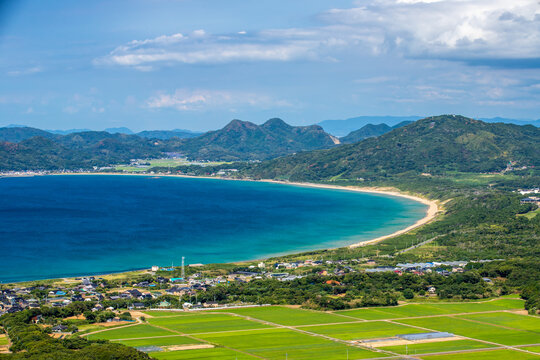 糸島の浜辺（福岡県）風景画　クレパス画原画 クレパス画