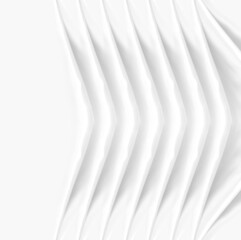 Fototapeta premium White wave curtain and soft shadows. Beautiful rippled textile fabric. Luxurious. Soft, light, fluttery white fabric texture. Abstract background on isolated.