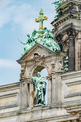 Statues of saints at the famous Berlin Cathedral (Berliner Dom) in central Unter den Linden street, in historical and business downtown of Berlin, Germany, closeup, details.