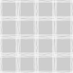 Gray hand-drawn grid. Simple seamless pattern. Vector background with doodle lines for wallpaper and fashion prints, wrapping or fabric.