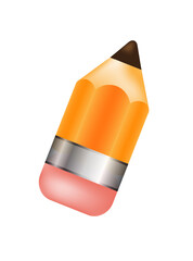 Pencil isolated on white background. Orange luxury pencil