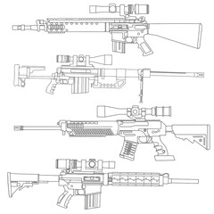 long-barreled gun vector image for coloring book.