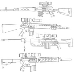 long-barreled gun vector image for coloring book.