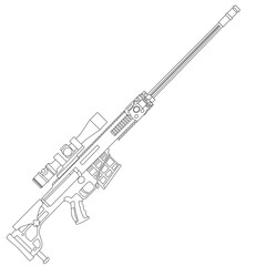 long-barreled gun line art vector.