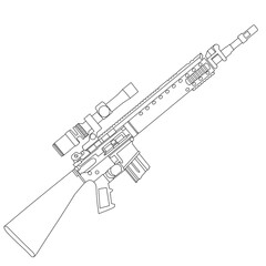 long-barreled gun line art vector.
