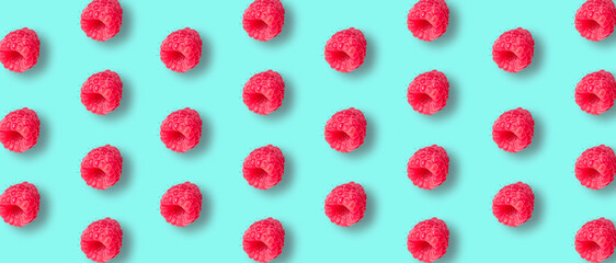 Pink juicy raspberry background. Raspberry on light blue