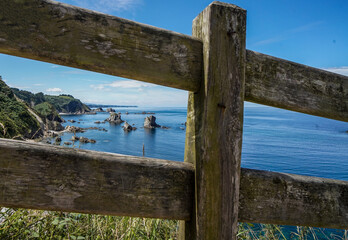 Fototapeta na wymiar Fences overlooking the sea