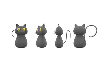 owl front side back 3d rendering.