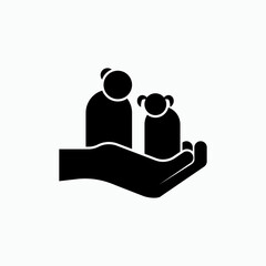 Protection of Children and Women Icon. Family Protection Symbol - Vector.