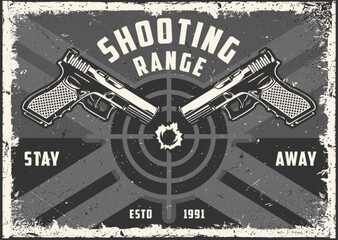 Shooting range vintage label monochrome