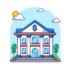 bank building, building landmark icon illustration vector