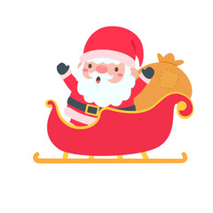 cartoon santa wearing red knitted hat for decorating Christmas greeting cards