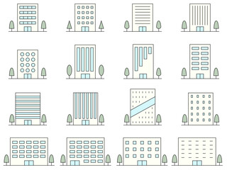 set of buildings icon