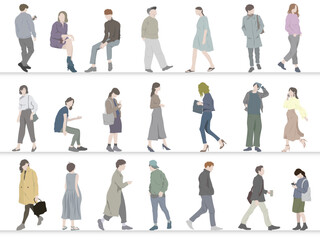 Group of people vector illustration set