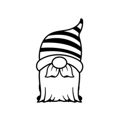 Line art Christmas gnomes design for coloring book isolated on a white background