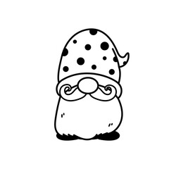 Line art Christmas gnomes design for coloring book isolated on a white background