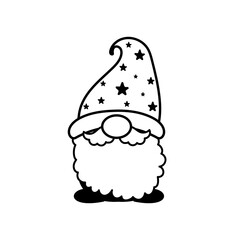 Line art Christmas gnomes design for coloring book isolated on a white background
