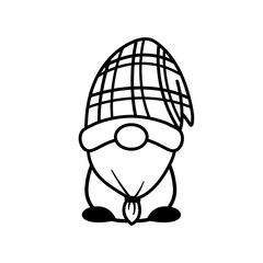 Line art Christmas gnomes design for coloring book isolated on a white background