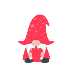 Christmas gnome. A little gnome wearing a red woolen hat. celebrate on christmas