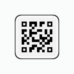 QR Code Icon. Quick Response Matrix Barcode Symbol - Vector.