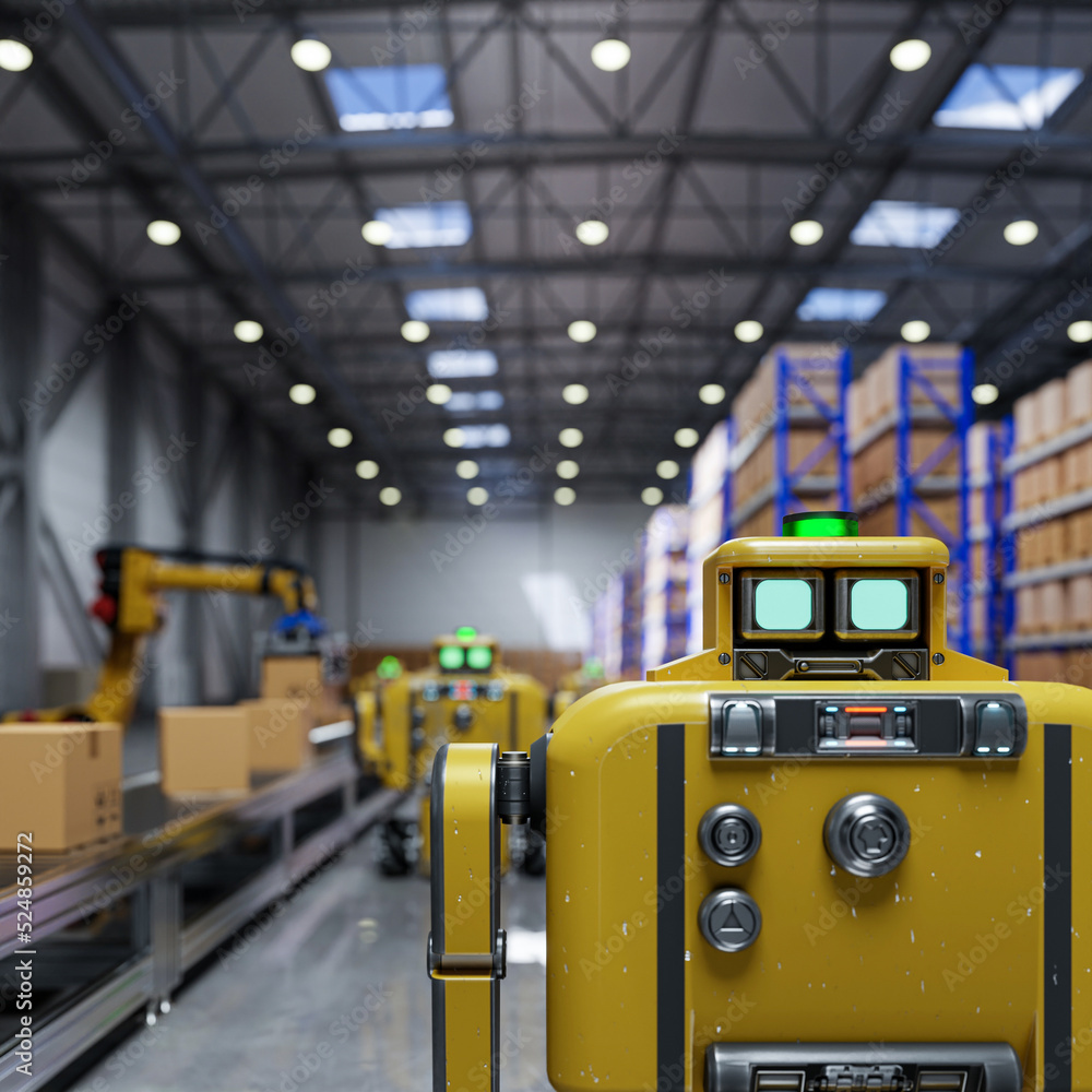 Aufkleber technology in the 4.0 era that uses ai robots to work.