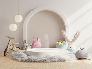 Mock up podium for product in children room.