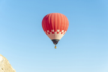 Hot air balloon flight over Cappadocia, Turkey, Goreme village, hot air balloon parade