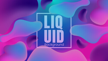 Abstract blue and purple liquid wavy shapes futuristic banner. Glowing retro waves vector background
