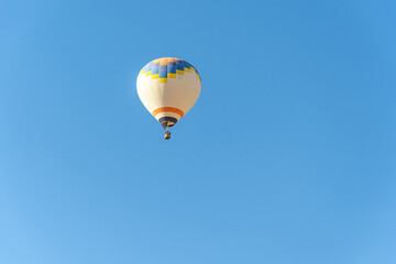 Hot air balloon flight over Cappadocia, Turkey, Goreme village, hot air balloon parade
