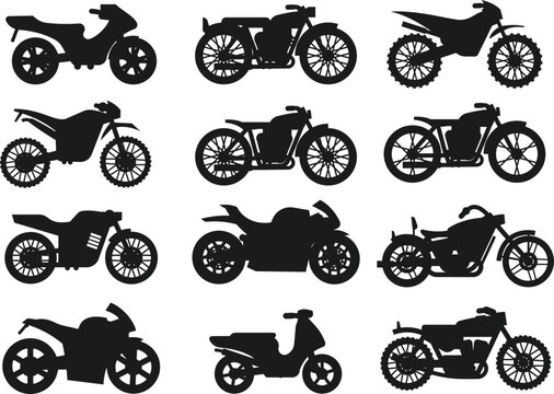 Race delivery retro modern motor transport detail pictogram collection isolated Vector Silhouettes