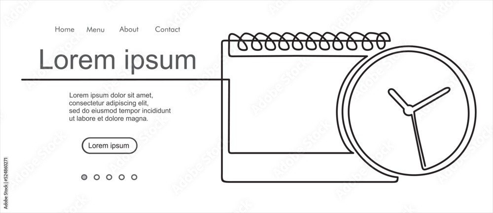 Aufkleber continuous one single line drawing of calendar and clock icon. schedule, appointment, important date