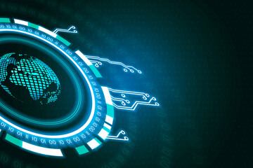 Digital hexagons hologram with digital earth interface