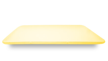 Yellow square ceramics plate isolated on white background.