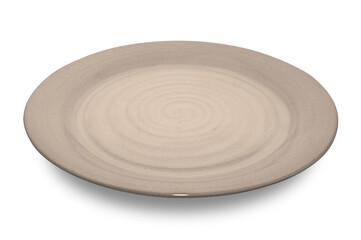 Fototapeta na wymiar Brown circle ceramics plate isolated on white background.