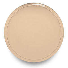 Brown circle ceramics plate isolated on white background.