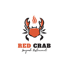 Red crab seafood restaurant icon logo design