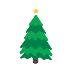 Christmas tree. A pine tree decorated with colorful lights to celebrate Christmas.