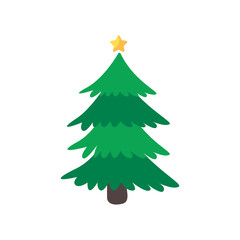 Christmas tree. A pine tree decorated with colorful lights to celebrate Christmas.