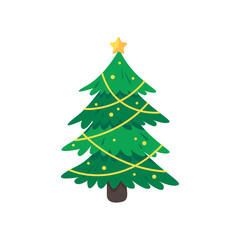 Fototapeta premium Christmas tree. A pine tree decorated with colorful lights to celebrate Christmas.