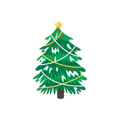 Christmas tree. A pine tree decorated with colorful lights to celebrate Christmas.