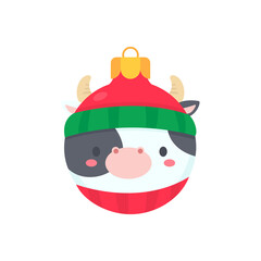 animal face christmas ball wearing a red woolen hat for decoration on Christmas