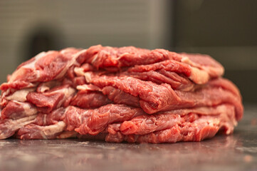 Fiber and details of calf meat