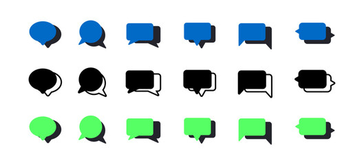 Set of Chat Message Bubbles Vector Icon. Talk bubble, dialog. Web icon set. Online communication and Chatting icons in different styles