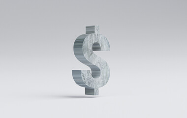 Obraz premium Isolate of cement dollar sign on white background , USD is money of United States of America and it is the main currency exchange in the world concept by 3d render.