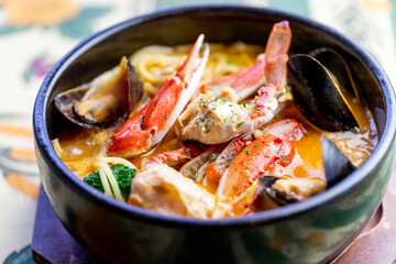 蟹の石焼スープパスタ