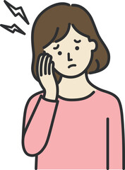 頭痛で困っている女性のイメージイラスト